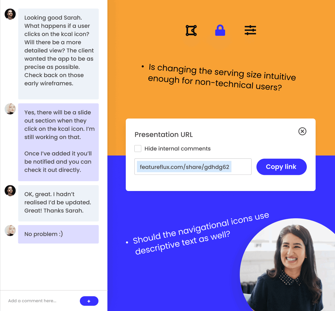 Image that shows design feedback in feature flux