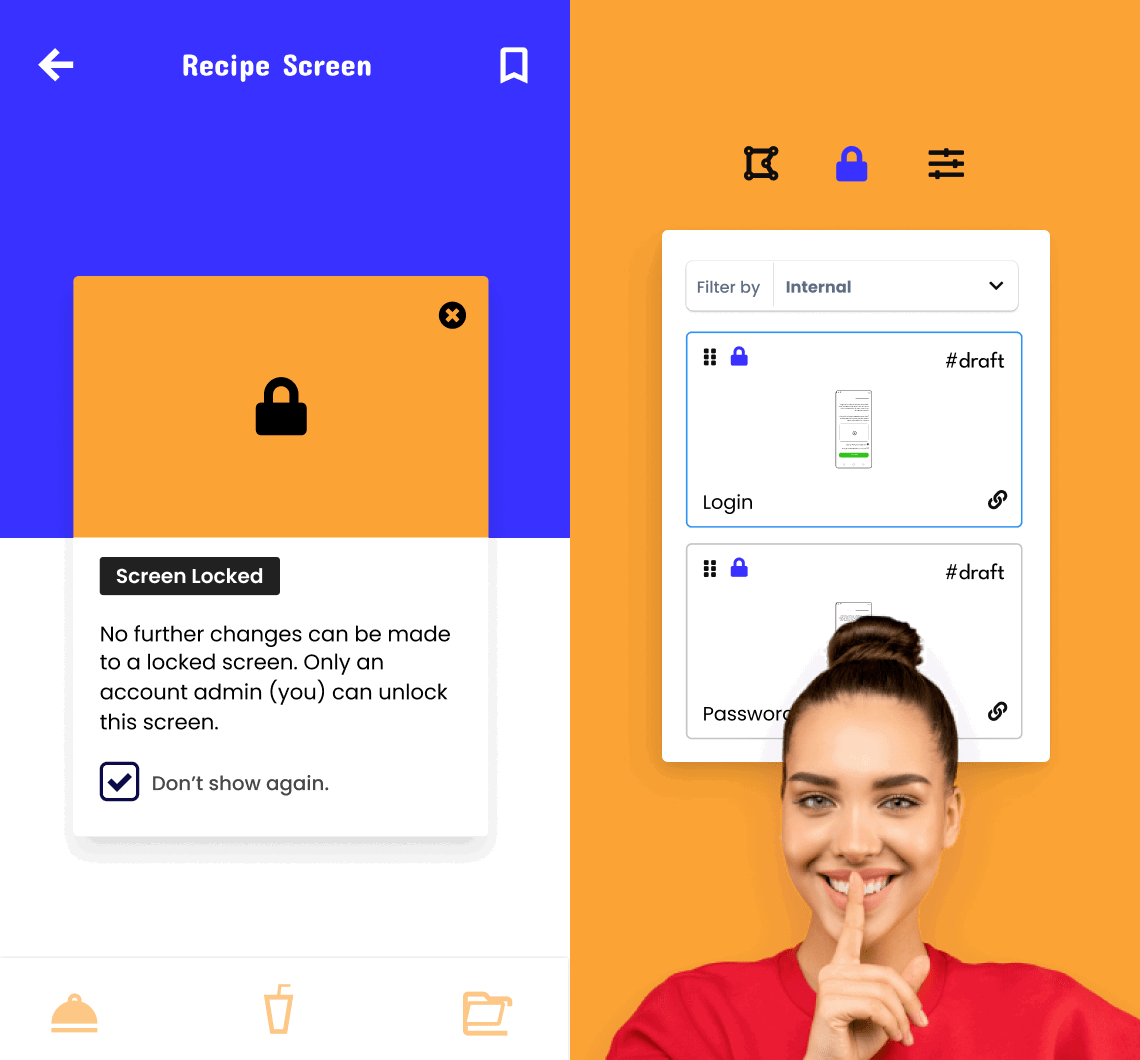 Image of locked design screens in Feature Flux